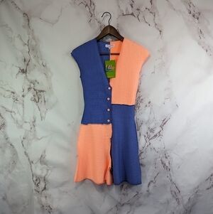 Elsie & Fred Jumpsuit Womens XS Orange Purple Colorblock Romper Paneled Playsuit